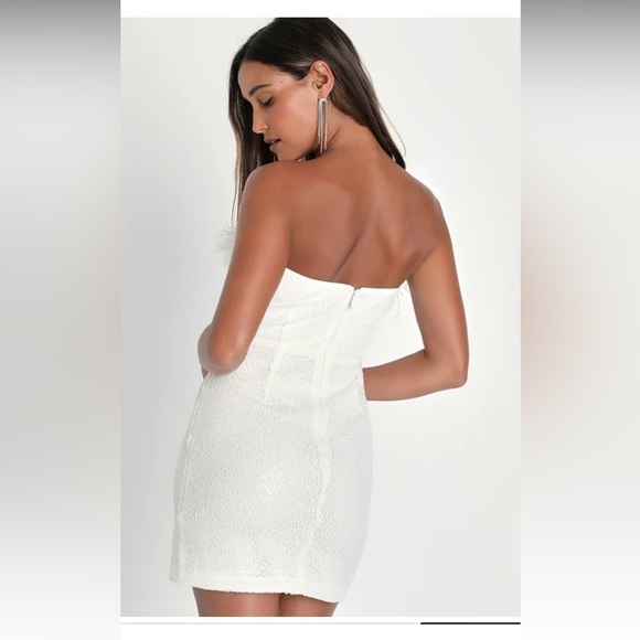 Lulus white sequin feather mini dress - Picture 2 of 5